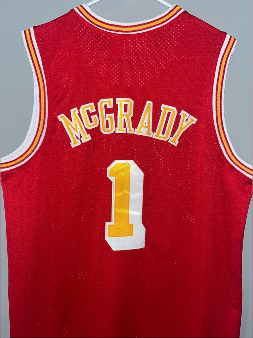 Houston Rockets Red No. 1 Tracy McGrady Retro Sewn Throwback HWC NBA Jersey - Picture 5 of 10